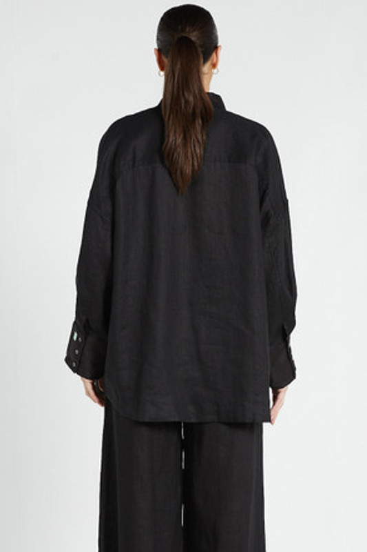 Oversized Long Sleeve Shirt in Black