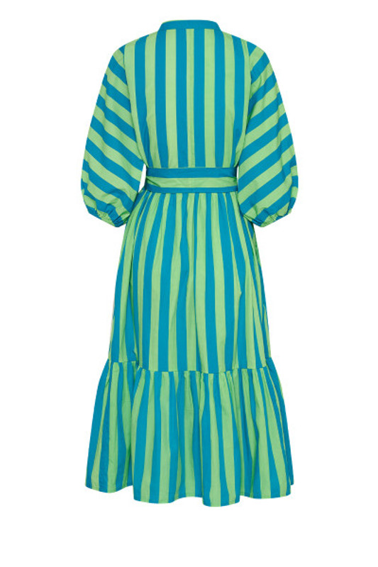 Dolman Shirt Dress in Azure / Fern Stripe