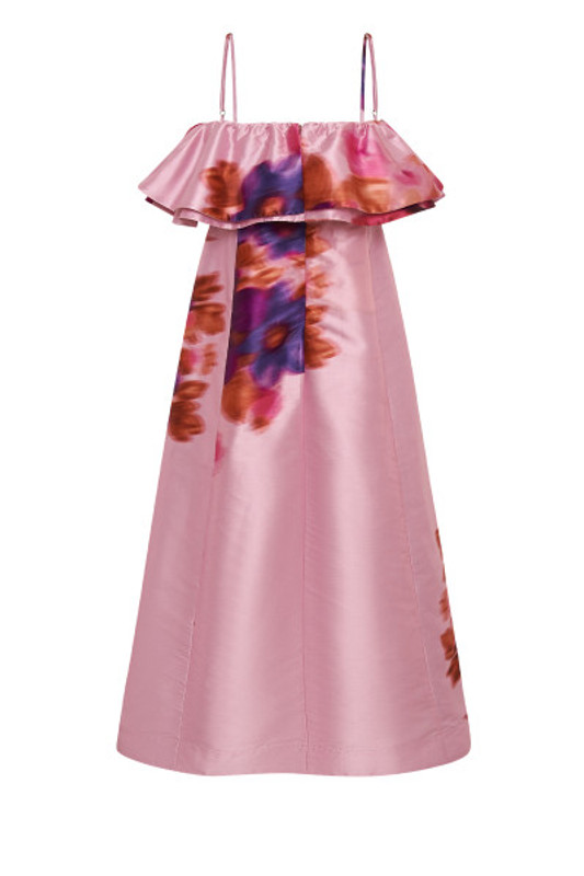 Bubble Slip Midi Dress in Fuchsia Floral
