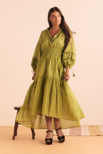 bohemian traders billow sleeve dress Lace Maxi Floral maxi