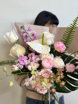 Valentine Blush Tropique-Wrapped Bouquet