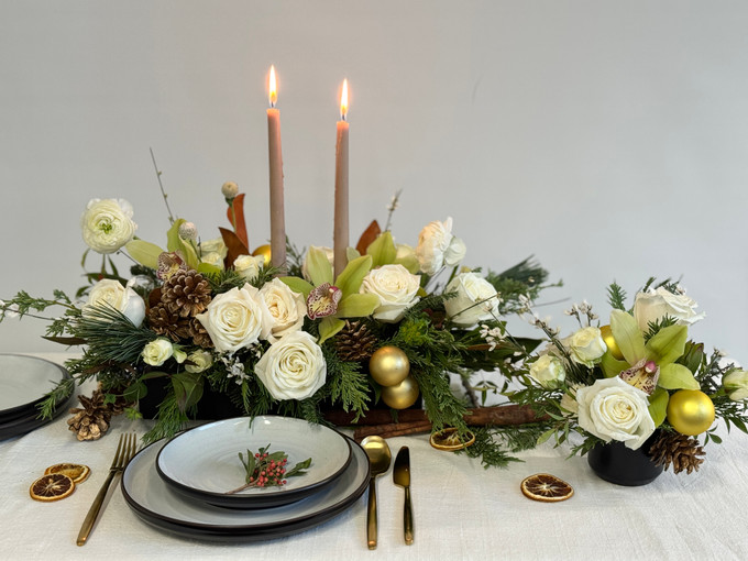 Winter Evergreen Glow Centerpiece