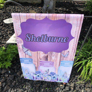 custom yard flag with mason jars and butterflies