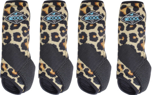 Professional's Choice Brrr 2XCOOL Sports Medicine Boot Value 4-PACK - Limited Edition Cheetah Medium.  Includes front and rear boots; bells not included but available for purchase separately.
