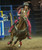 The Troxel Cheyenne Helmet on a professsional rider during  an event.