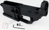 One Black AR15 80 Billet Lower Receiver with Bolt Catch, Takedown Detent Screw, Hex Wrench, and Lug Tensioning Screw.