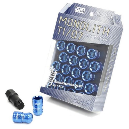 Project Kics M14x1.50 Monolith T1/07 Lug Nut Set - Blue (20 Pcs) - WMN04U