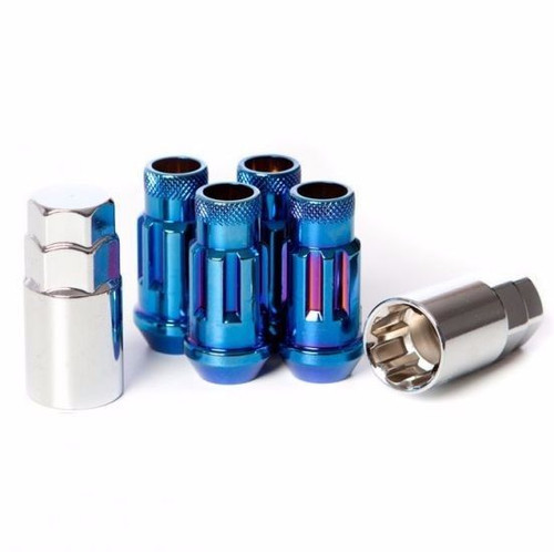 Wheel Mate Muteki SR48 Open End Locking Lug Nut Set of 4 - Burning Blue Neon 12x1.25 48mm - 32901UN