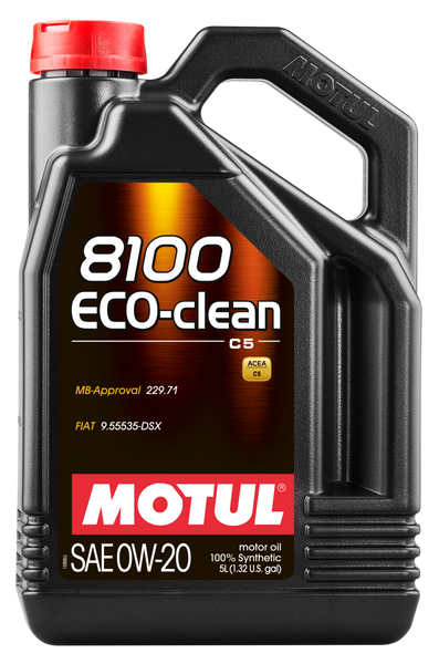 Motul 5L Synthetic Engine Oil 8100 0W20 Eco-Clean - 108862 Photo - Primary