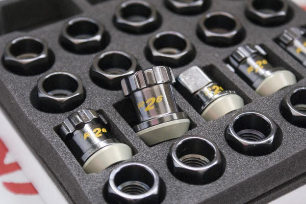 Project Kics M12X1.25 Black R26 Lug Nuts - 16 Lugs + 4 Locks - 32875