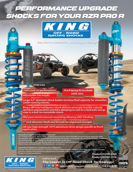 King Shocks 2022+ POLARIS RZR PRO R 3.0 Front Coilover Finned Reservoir Shock w/2.5 Adjuster -Single - 33700-330A