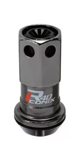 Project Kics R40 Iconix  12x1.25 Black Lug Nut (Black Seat) - 1pc - WZRI3KK User 1