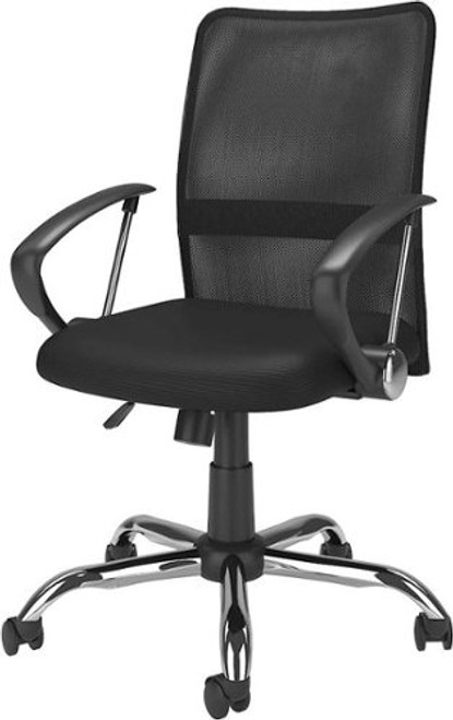 CorLiving - Workspace 5-Pointed Star Fabric and Mesh Office Chair - Black/Chrome