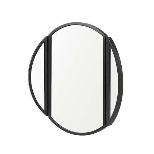 Walker Edison - Contemporary Round Metal Wall Mirror with Hinging Sides - Black Walker Edison - Contemporary Round Metal Wall Mirror with Hinging Sides - Black