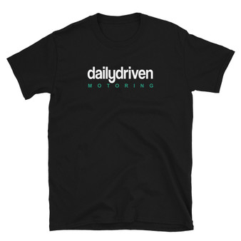 Daily Driven Motoring (White/Teal) Dark Short-Sleeve Unisex T-Shirt