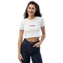 Daily Driven Motoring (Embroidered) White Organic Crop Top