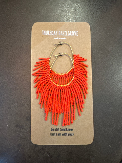 Be Still -- Beaded Earrings - Vermillion