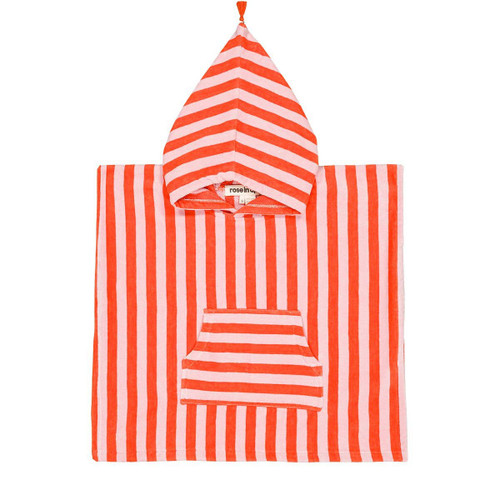KIDS PONCHO SUZON STRIPES PINK / TOMATO: M 4/6 YEARS