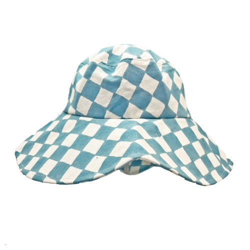 The Block printed Canvas  Ocean Checks Sun Hat