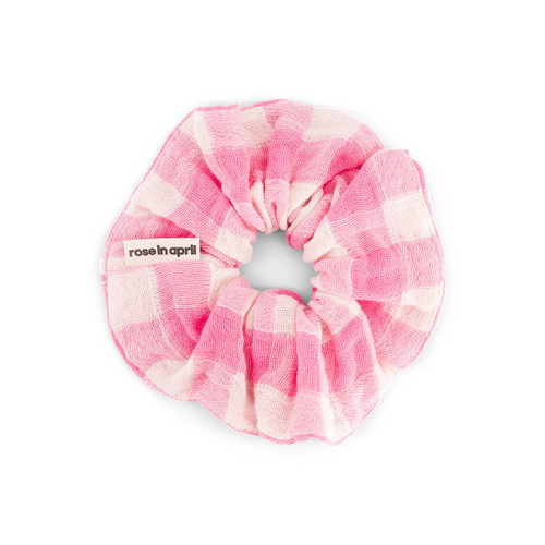 SCRUNCHIE GINGHAM NEON PINK