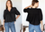 Emerson Fry Puff Isla Top - Black Cotton Dobby
