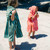 KIDS PONCHO SUZON STRIPES PINK / TOMATO: M 4/6 YEARS