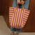 ELISABETH TOTE BAG STRIPES CARAMEL / STRAWBERRY