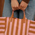 ELISABETH TOTE BAG STRIPES CARAMEL / STRAWBERRY