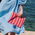 LILI FLAT POUCH STRIPES ORCHID / TOMATO: ORCHID / TOMATO