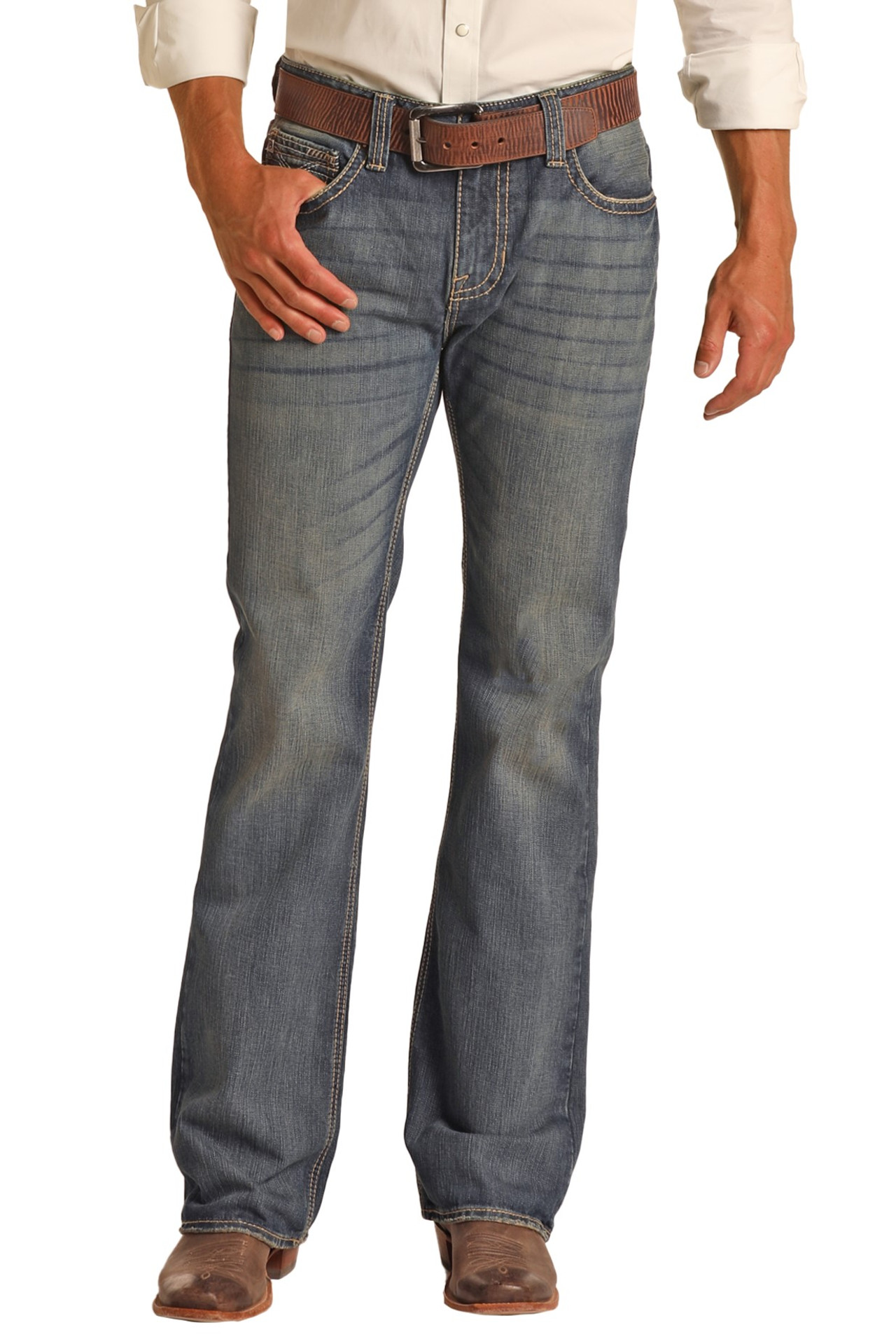 Men's Regular Fit Bootcut Jeans - Medium Vintage | Rock and Roll Denim
