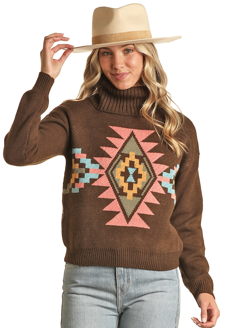 Women's Aztec Sweater - Brown