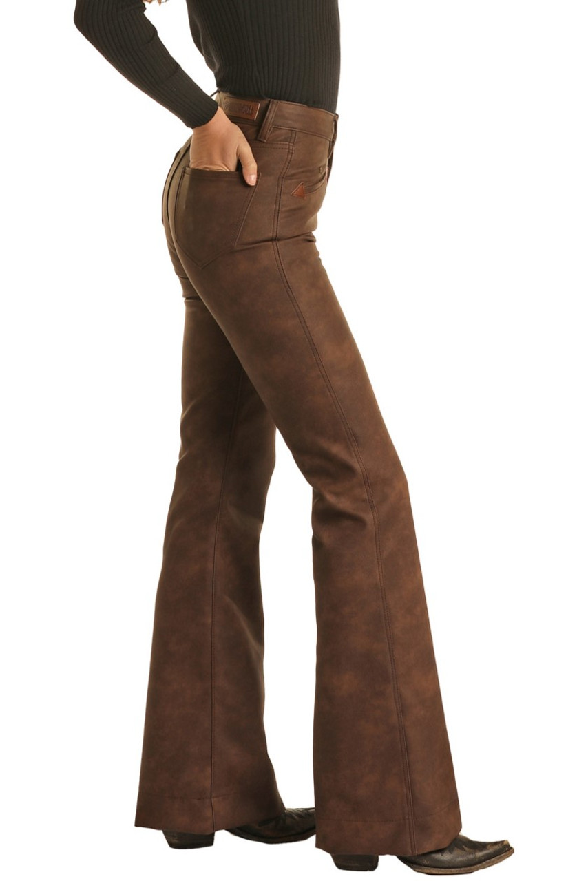 Women's High Rise Trouser Jeans - Brown | Rock and Roll Denim