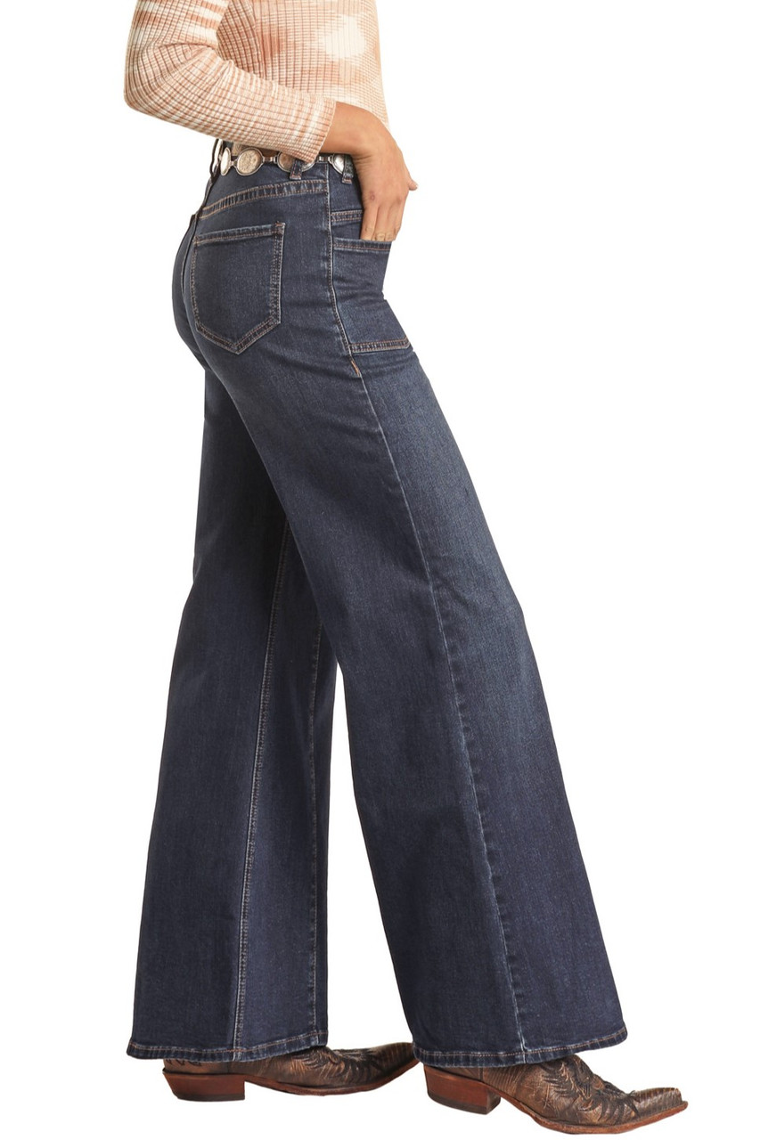 L&B Ladies Extreme Flare Dark Wash Jeans L18074-DW