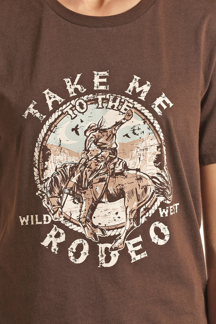 Rock & Roll Cowgirl Women's Desert Print Short Sleeve T-Shirt BW21T02076