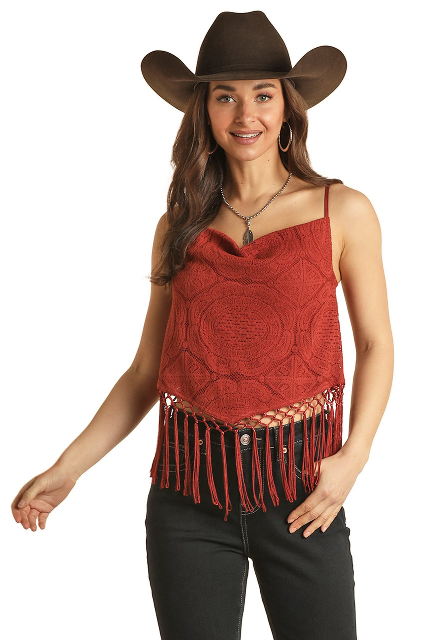Lace and Fringe Tank Top (BW20T02682)