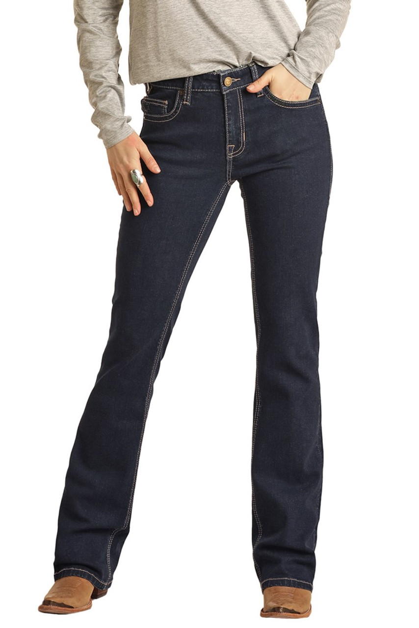 Women's Hooey Mid Rise Extra Stretch Bootcut Jeans in Dark Wash | Rock ...