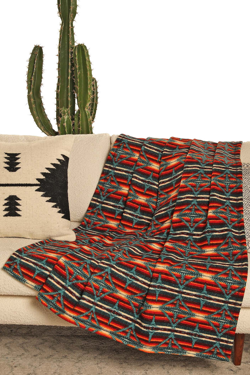 Aztec Berber Blanket in Teal Rock and Roll Denim Shop Now