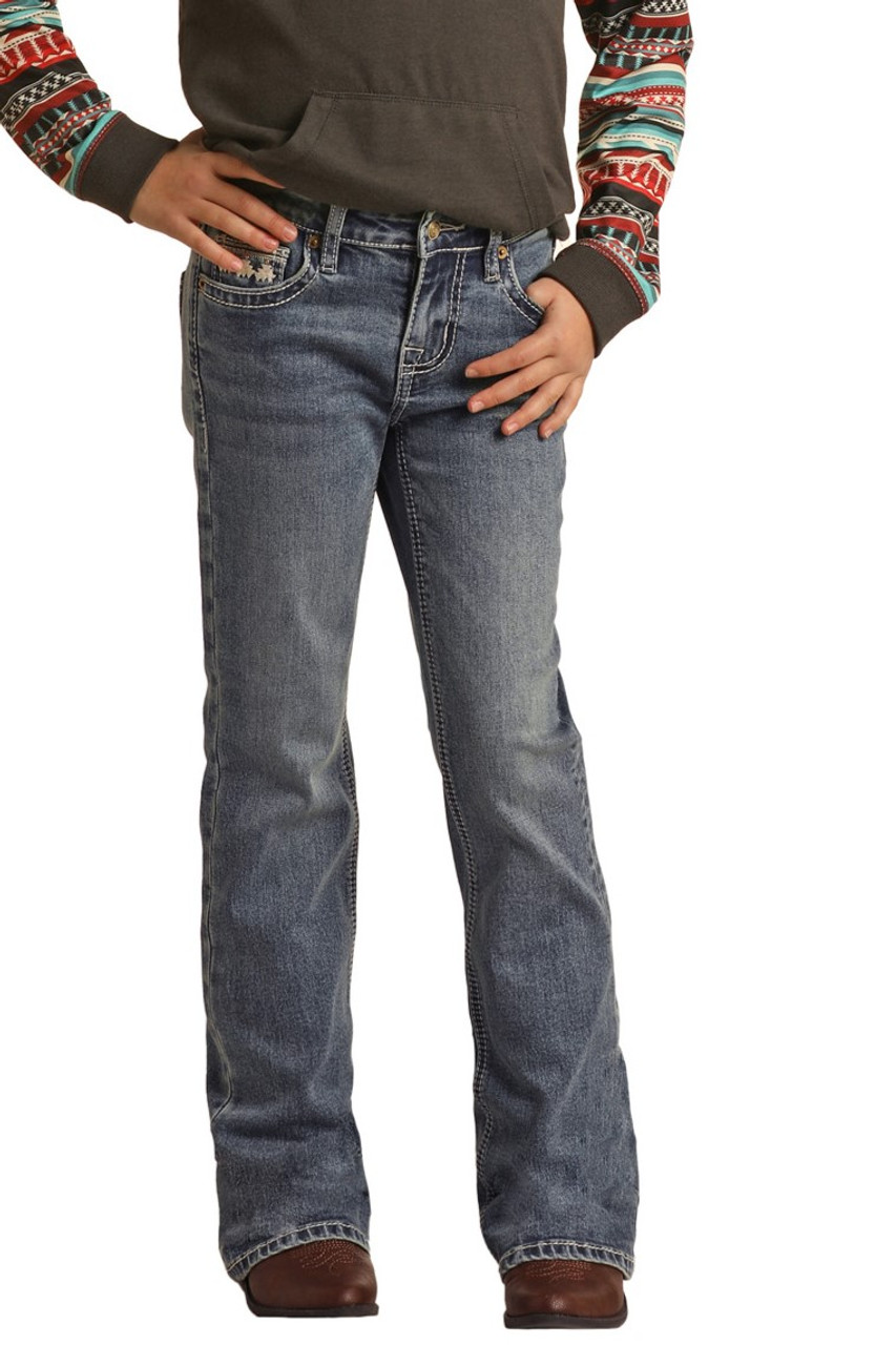 Girls' Mid Rise Extra Stretch Bootcut Jeans in Medium Vintage | Rock ...