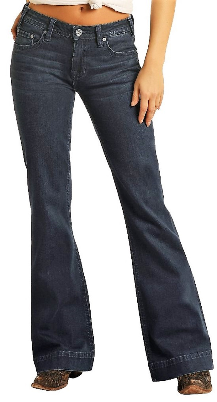 Women's Mid Rise Extra Stretch Trousers - Rock and Roll Denim