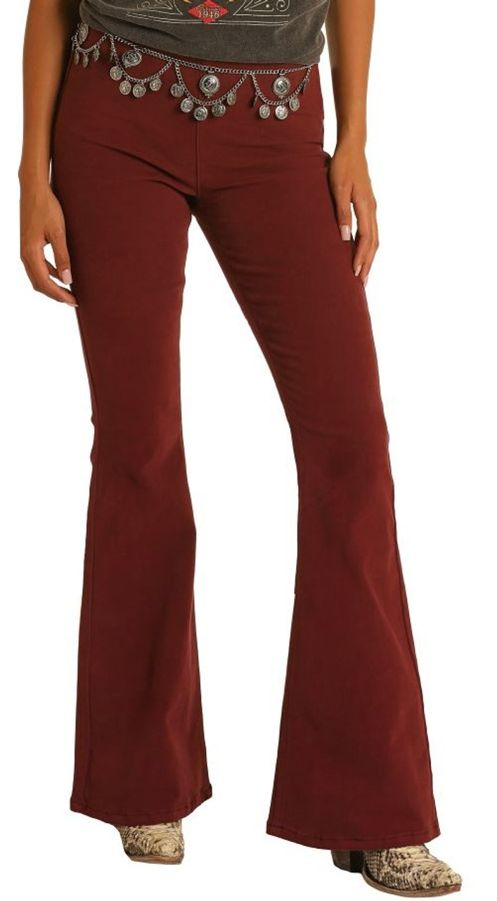 Girls' High Rise Extra Stretch Flare Jeans - Red