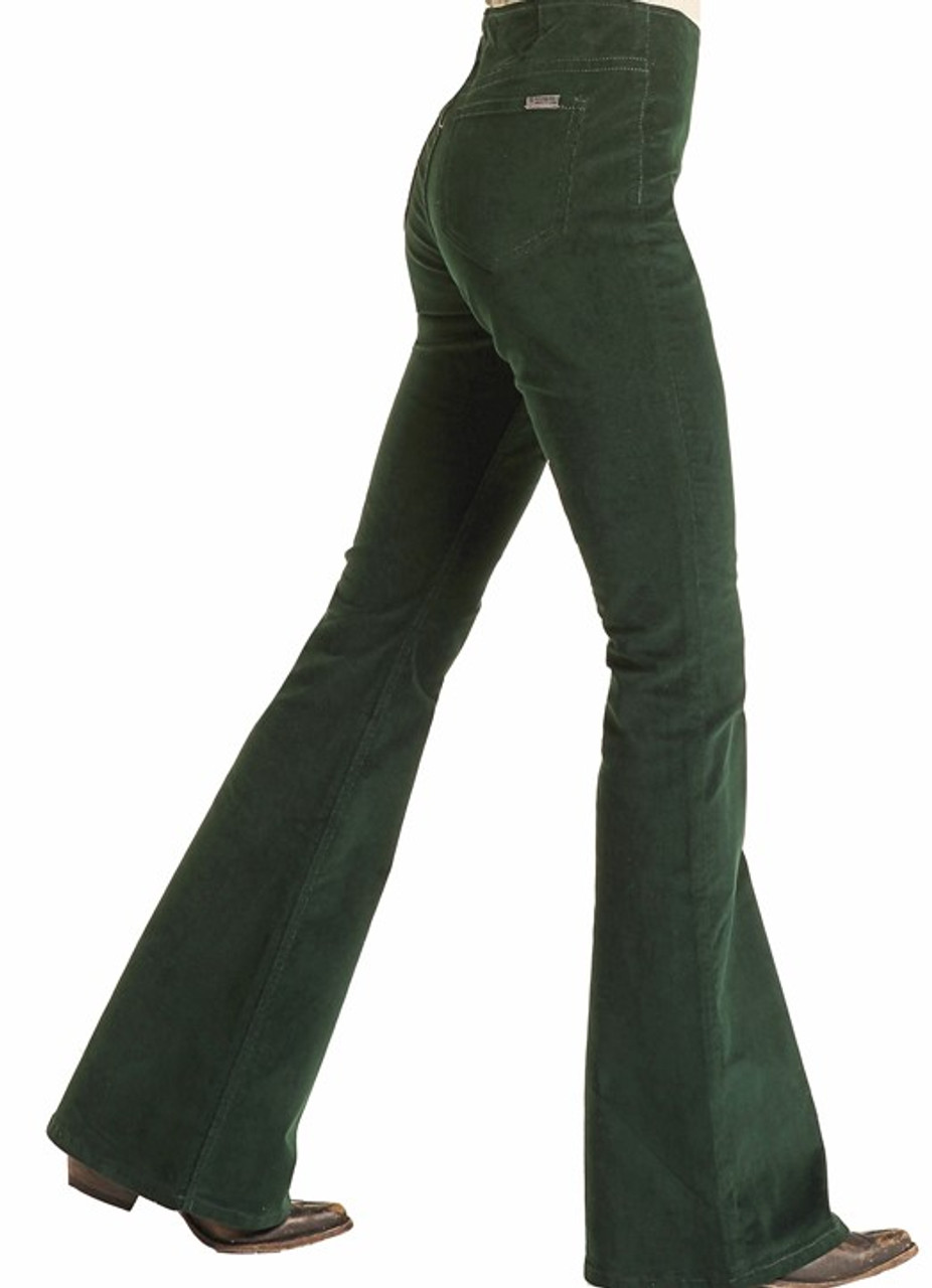 NWOT Free People Pull On Corduroy Flare Pants Size 32 In Green
