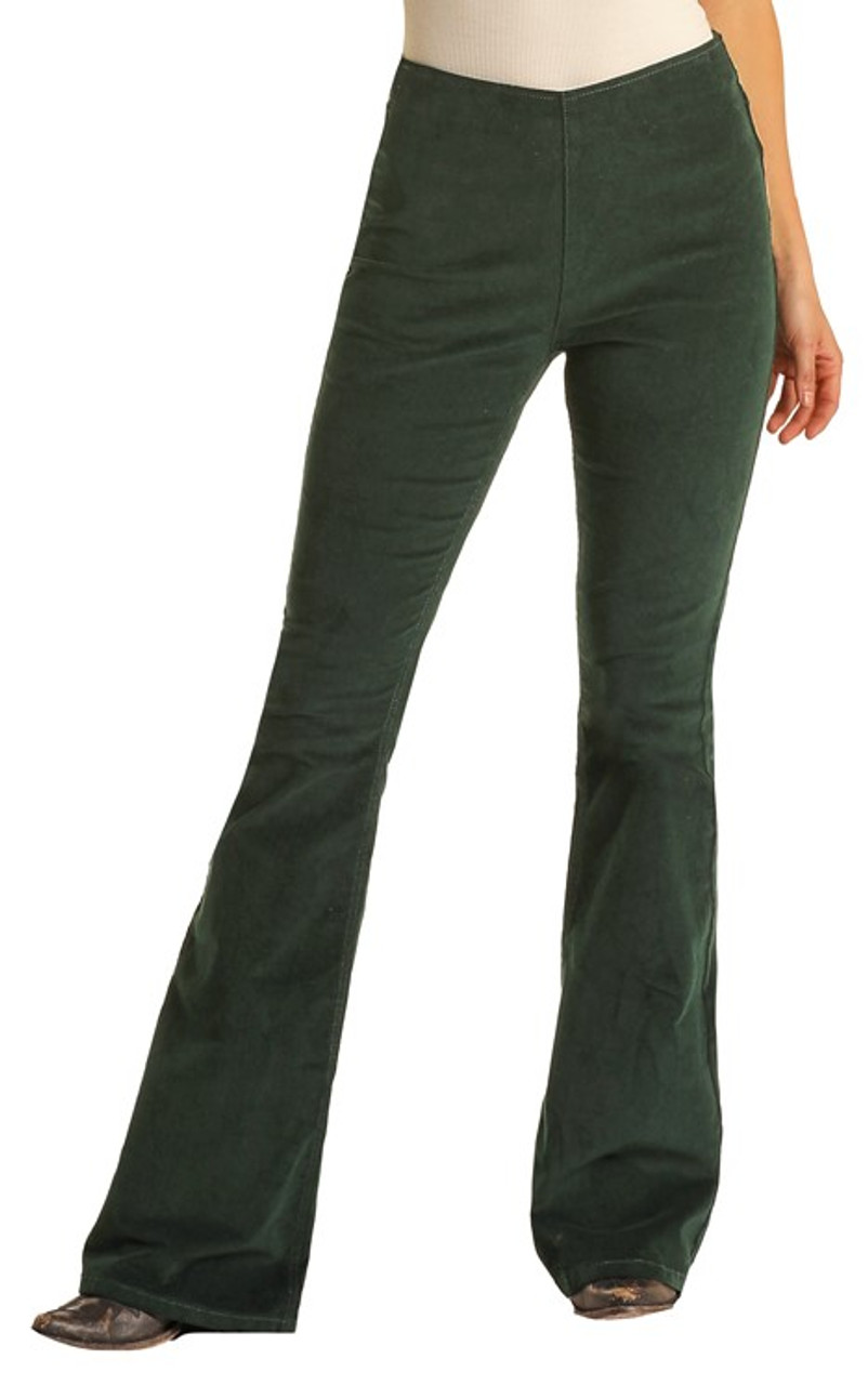 Women's Vintage Corduroy Flare Pants Elastic High Waist Stretchy