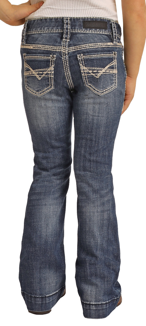 Rock & Roll Ladies Dark Vintage Front Flap Pocket High Rise Extra Stretch  Trouser Jeans RRWD5HR0GH - Stockyard Style