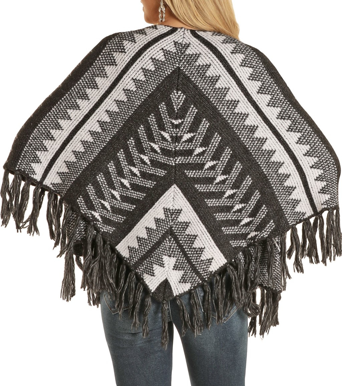 Aztec Fringe Poncho #46-2365