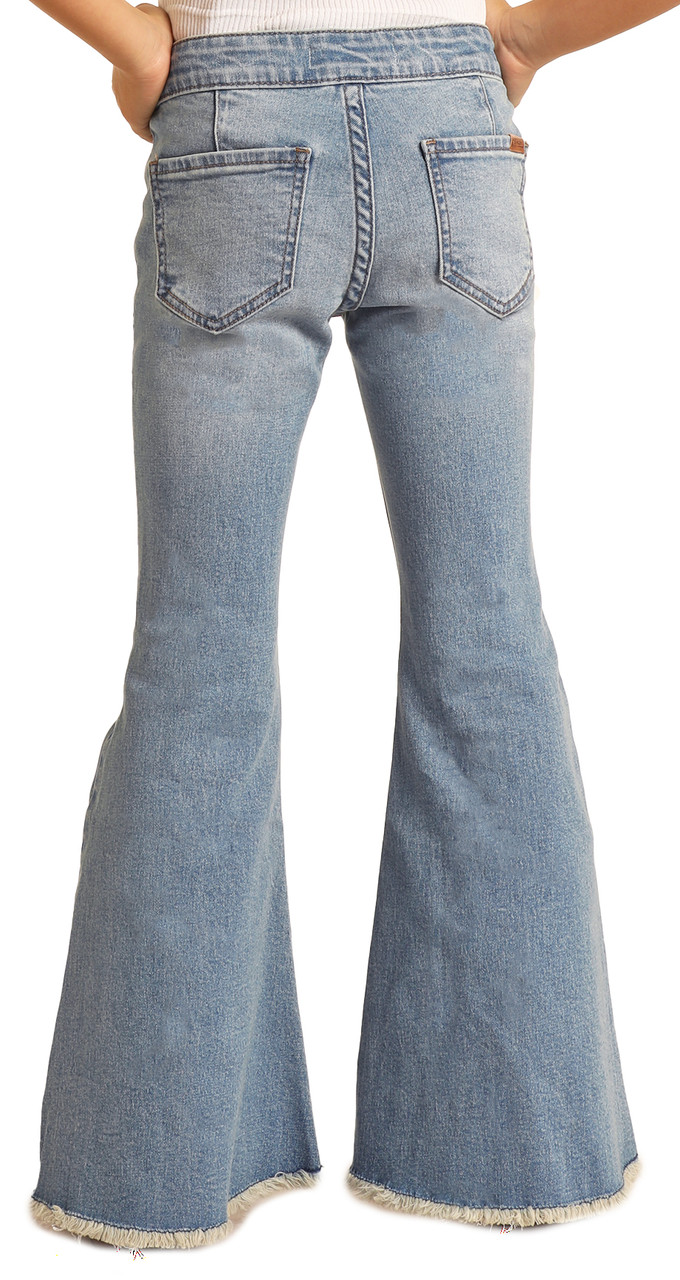 Girl's Extra Stretch Light Wash Pull-On Bell Bottoms | Rock and Roll Denim