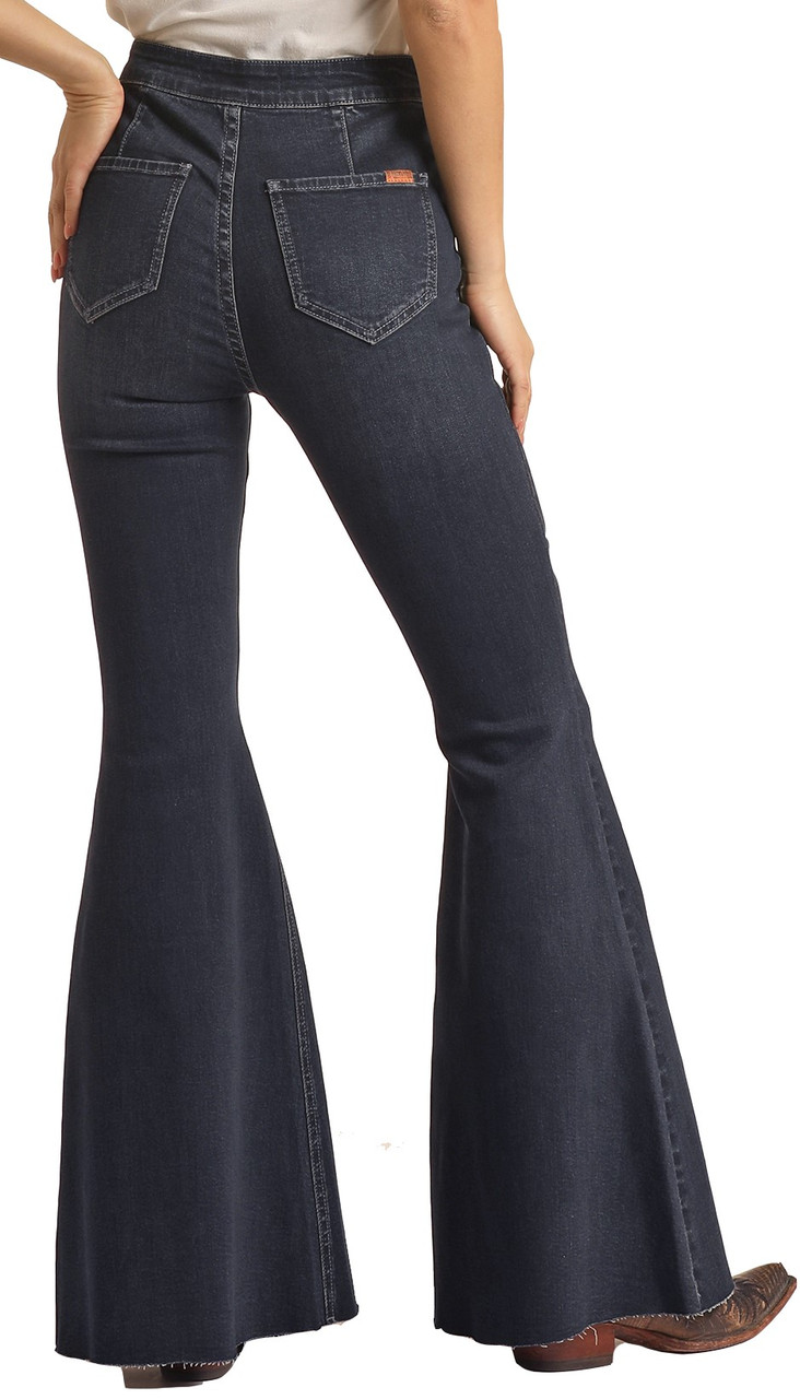 Women's High Rise Extra Stretch Front Seam Bell Bottom Jeans | Rock and ...