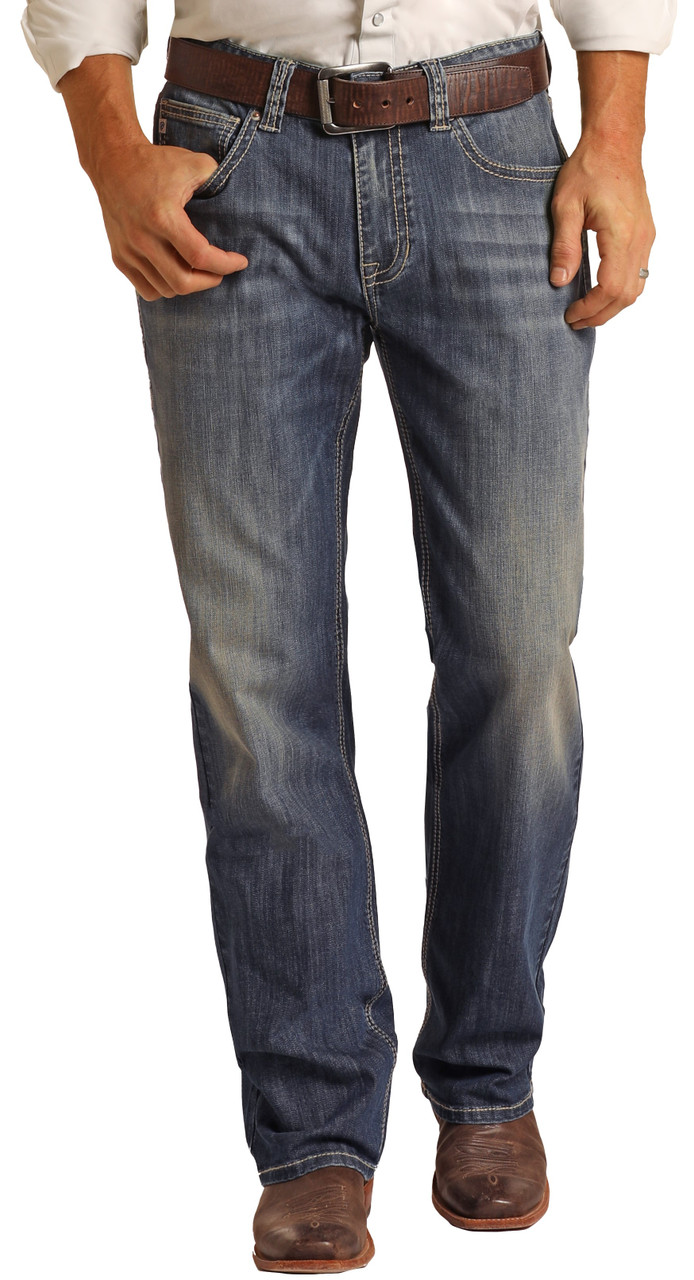 Relaxed Fit Stretch Simple V Straight Bootcut Jeans