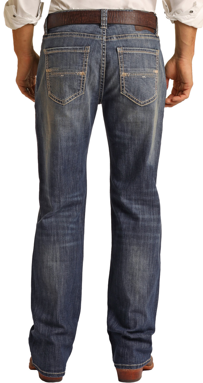 Relaxed Fit Stretch Simple V Straight Bootcut Jeans