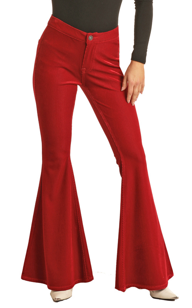 Ankle-length Corduroy Pants - Red - Ladies