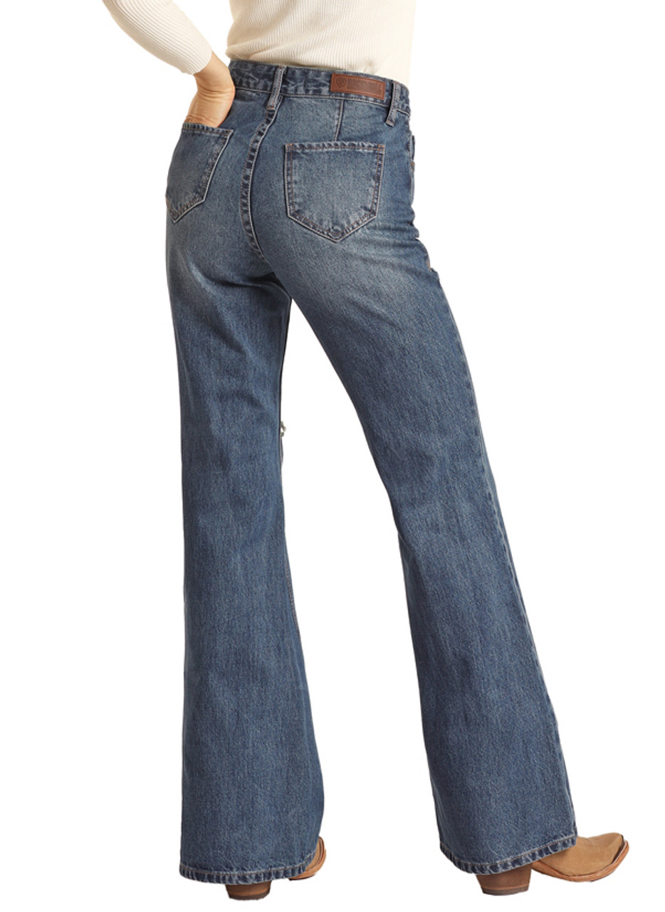 Women's High Rise Palazzo Flare Jeans | Rock and Roll Denim